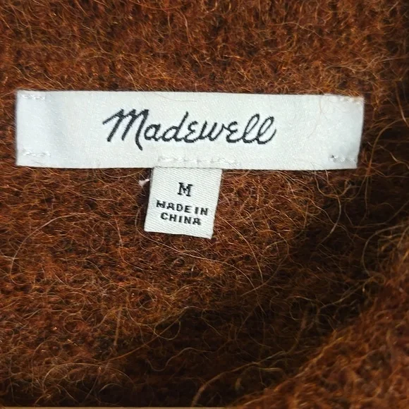 Madewell Carrabelle Polo Cardigan Alpaca Mohair Sweater In Heather Mahogany - Picture 13 of 14